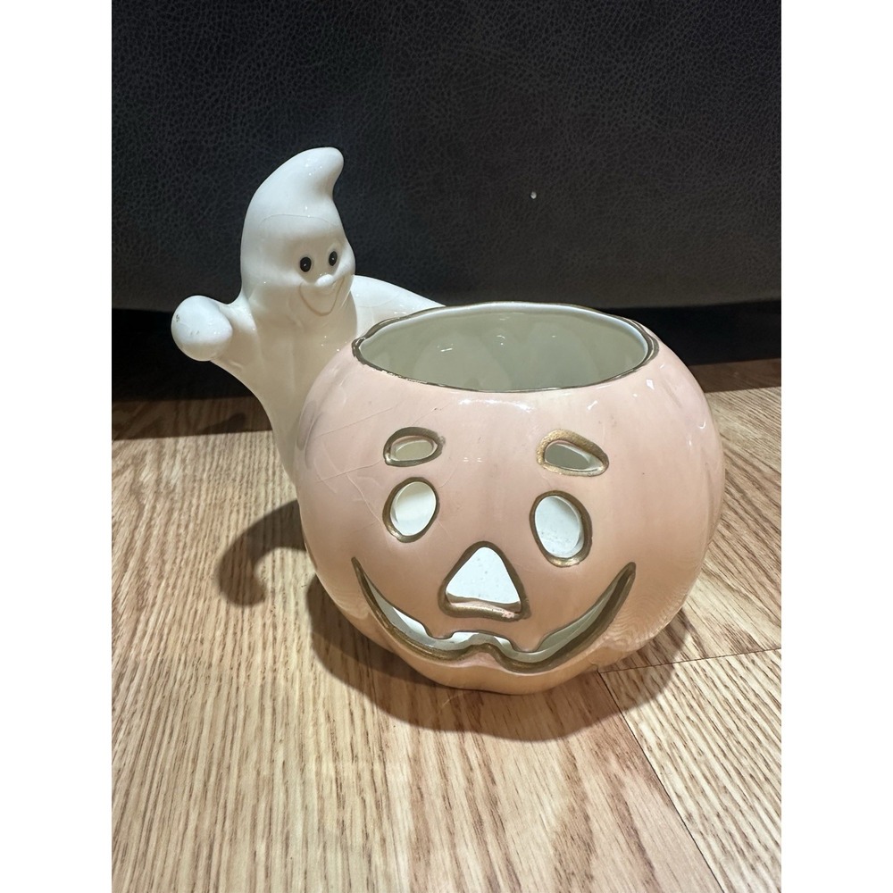 Lenox Peek-A-Boo Friends Ghost RARE? Jack O Lantern Pumpkin Votive Halloween
